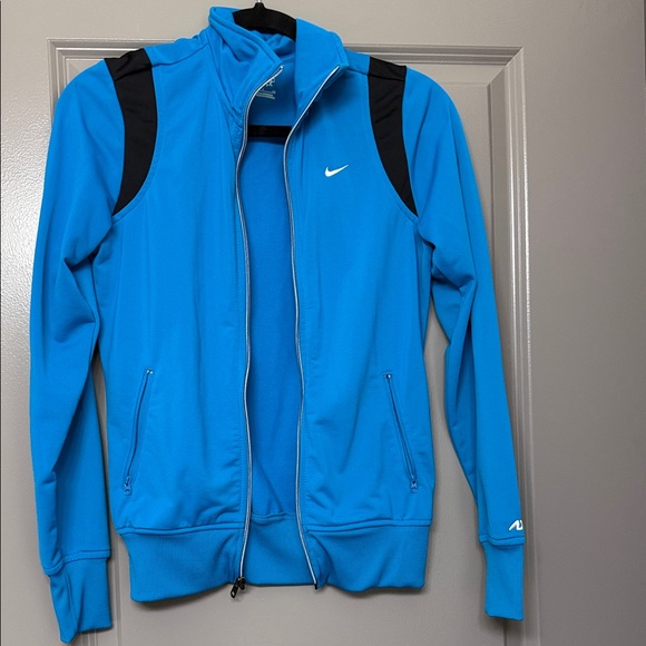 Nike Jackets & Blazers - Nike Bright Blue Zip-Front Track Jacket with Black Panels